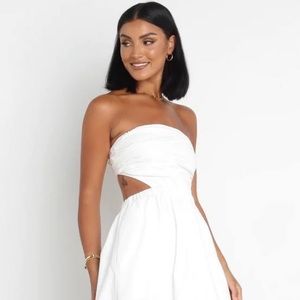 Forever 21 Poplin Cutout Fit & Flare Midi Dress